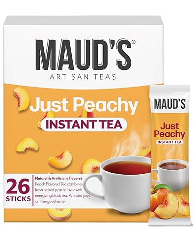 Maud's Té instantáneo de melocotón (Insta Just Peachy), 30 quilates. Producido por energía solar, paquete de barra de viaje instantáneo, té caliente