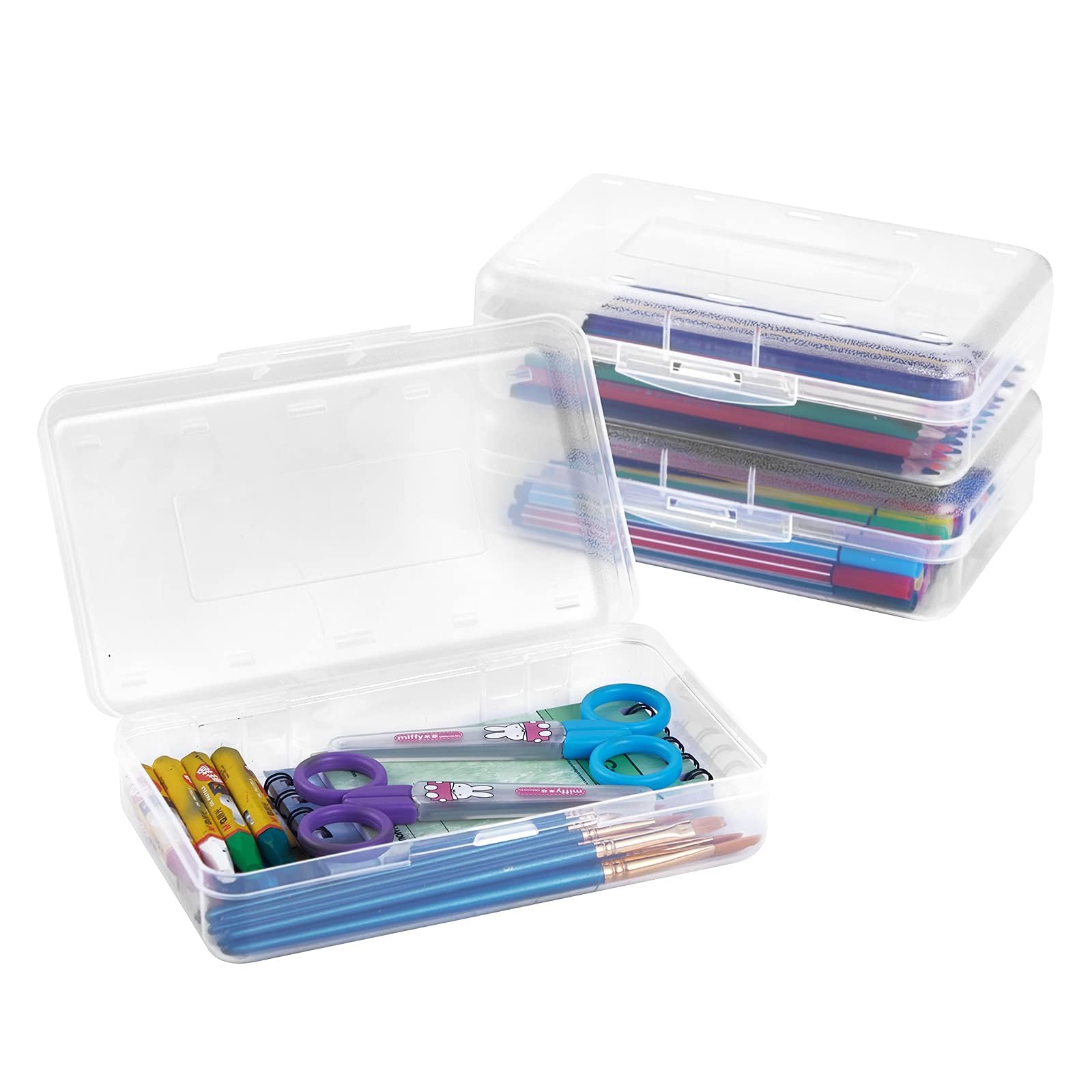 Sponsored Ad – Plastic Pencil Box with Lid Snap Closure, Large Capacity School Supplies Storage Organizer Box for Kids, Clear Multi-Purpose Pencil Box for Office Supplies