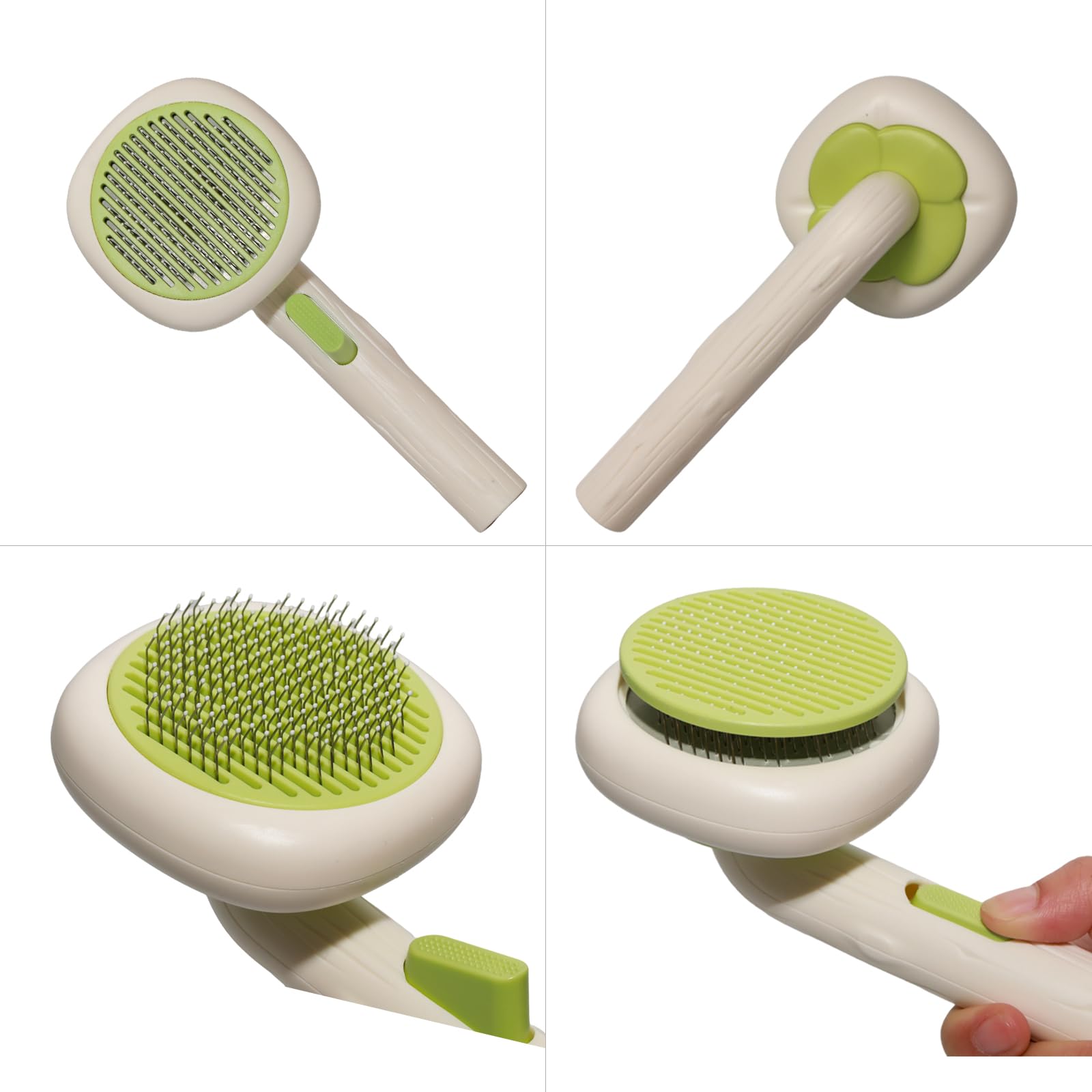 Anphly Pet Massage Comb, Knot Opening Comb, Self-Cleaning, Cat And Dog Universal, One Click Hair Removal,Pet Supplies Hair Remover Tool, White Green - Persimmon Style, 1 piece, 1 sale 1