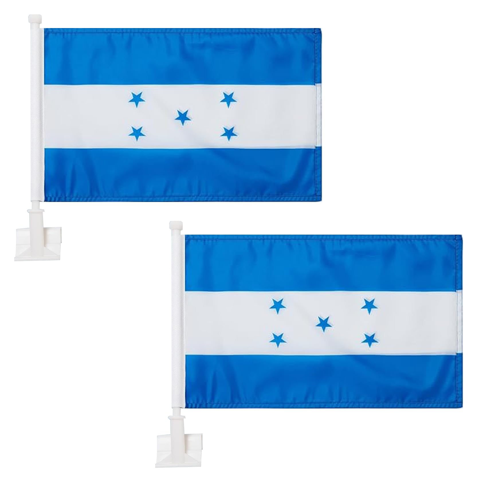 2 Pack Country Car Flags,Car Flag Outdoor with and Car Flag Pole, Car Logo Window Clip Can be Clipped to Most Windows 14 inch Flag Pole and 16 x 10 inch Double Sided Flag. (Honduras)
