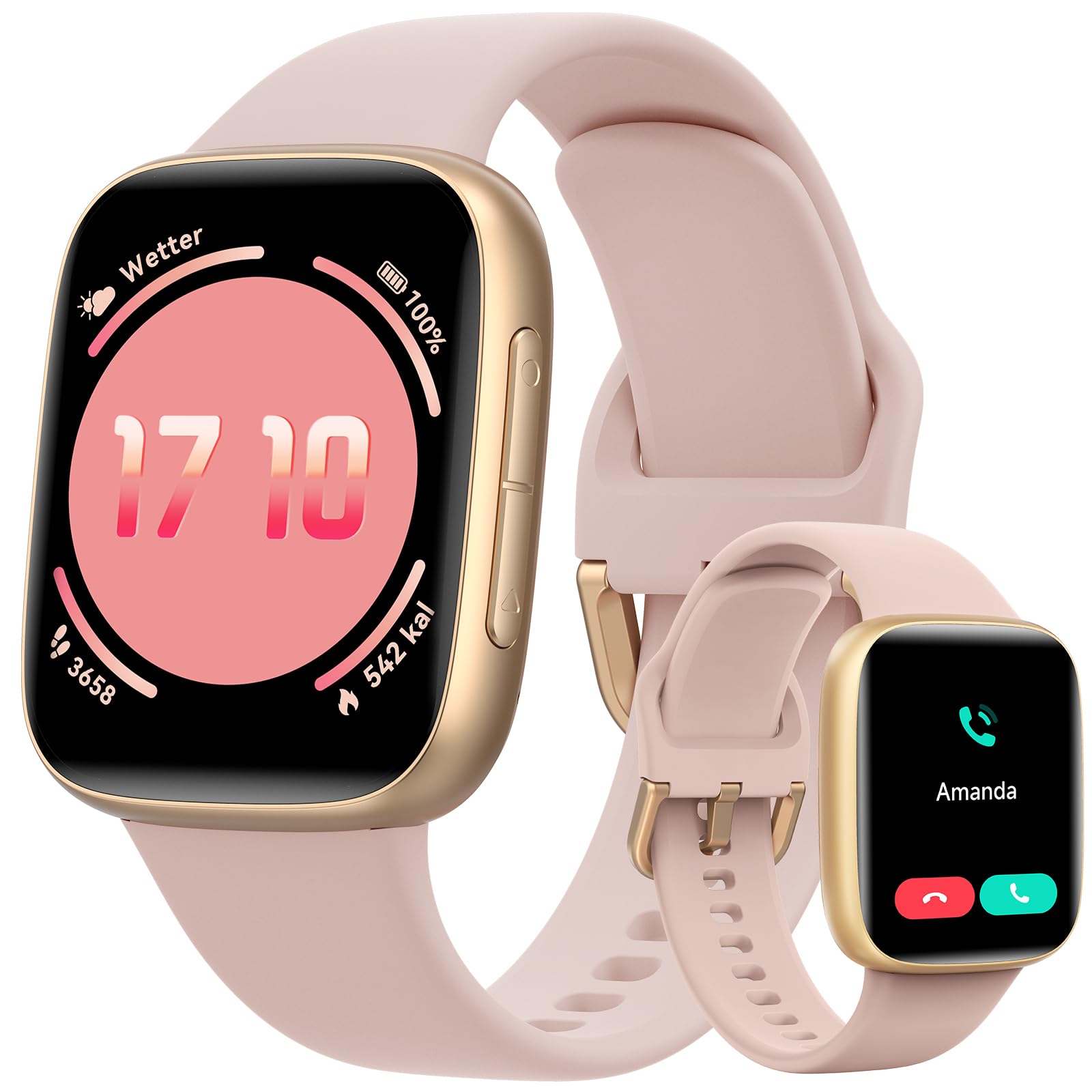 ENOMIR Smartwatch Damen mit Rauschunterdrückung Telefonfunktion, Herzfrequenzmonitor,Schlafanalyse,Zyklus-Tracker für Frauen, Sportuhr Damen 110+ Sportmodi, 1.85" AMOLED, iOS/Android, 10 Tage Akku