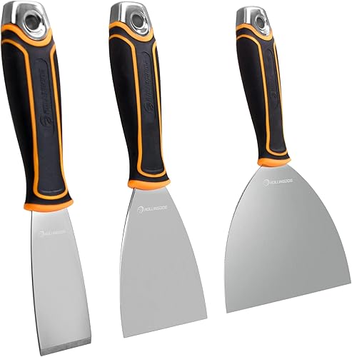 ROLLINGDOG Cuchillos de masilla – Rascador de cuchillos, juego de espátulas para rascador de pintura, cuchillo de barro de reparación de paneles de