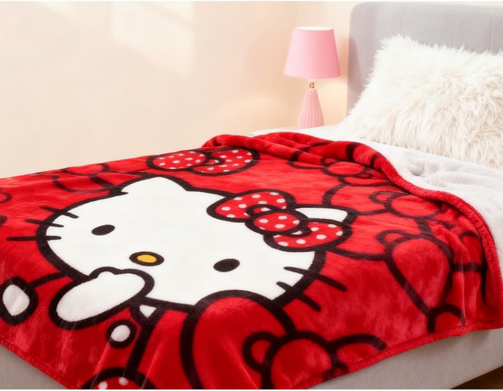 Kitty Silk Flannel Fleece Throw Blanket, Soft Plush, 40 x 60 Inch, All Seasons Blanket for Couch, Sofa, Bed, Camping, Travel (red-2) - Image 4