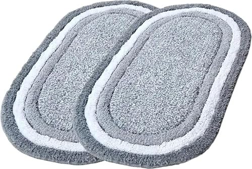 My Home Cotton Door Bath Mat Super Soft Non Slip Mats for Bathroom, Door,Large, Pack of 2 (Grey)