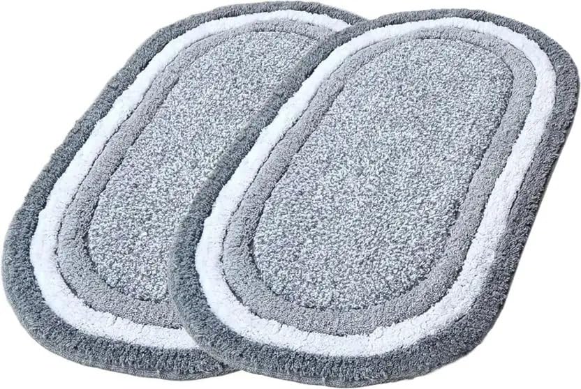 Image of My Home Cotton Door Bath Mat Super Soft Non Slip Mats for Bathroom, Door,Large, Pack of 2 (Grey)