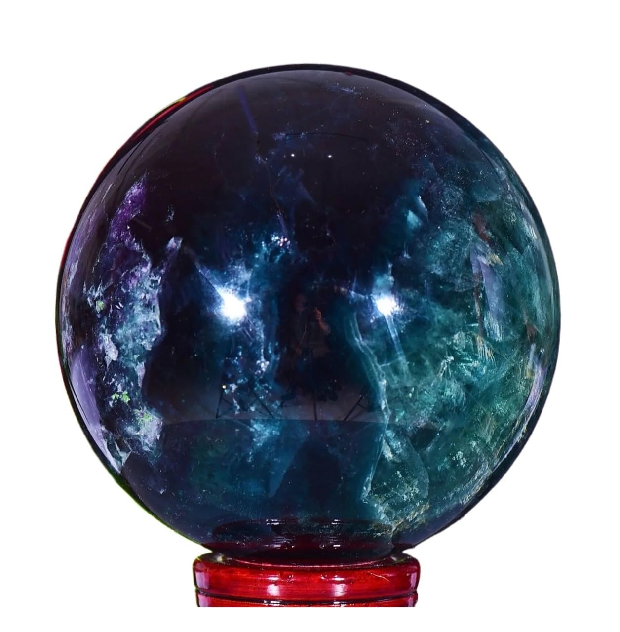AARTERZZA 1pcs 300-350g Color Fluorite Quartz Crystal Ball Sphere Polished