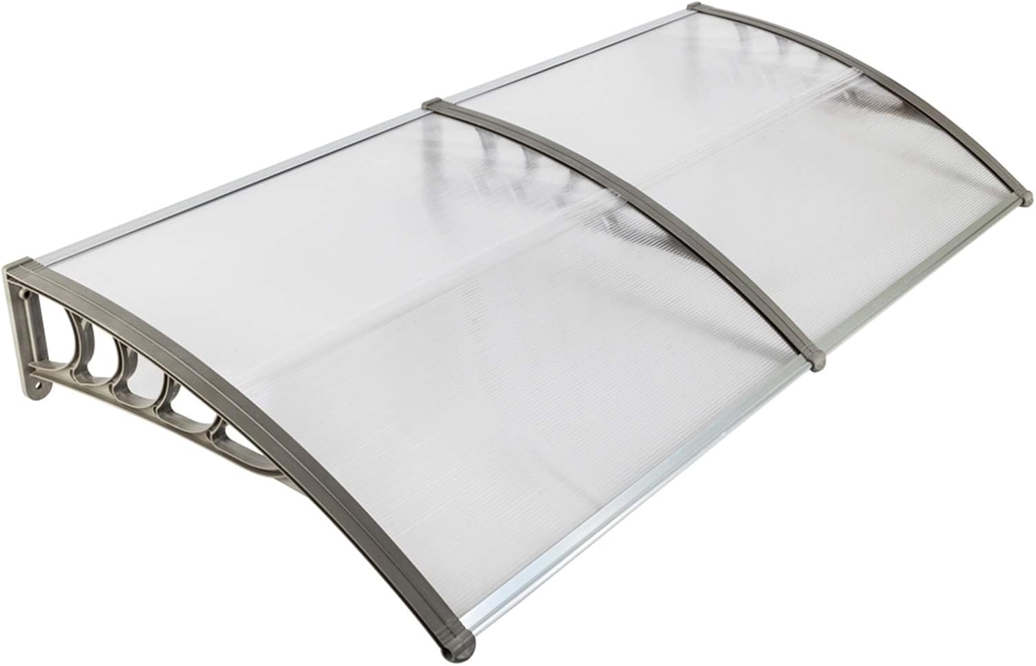 Window Awning Door Rain, Outdoor Polycarbonate Front Door Canopy, Awning Canopy for Patio, Window Door Cover for Rain Snow Sunlight Protection Hollow Sheet (40" x 80", White Canopy/Gray Bracket)