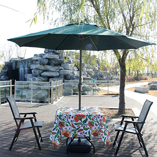 Image of EHouseHome Outdoor Indoor 60inch SquareTablecloth with Umbrella Hole and Zipper, Waterproof Zippered Patio Table Cloths, Spring /Summer Table Covers for Backyard Circular Table /BBQs /Picnic