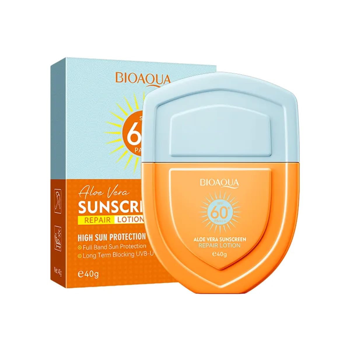 BIOAQUA Aloe Vera Sunscreen Repair Lotion SPF 60 PA High Sun Protection Blocking UVB UVA 40g 1 41oz
