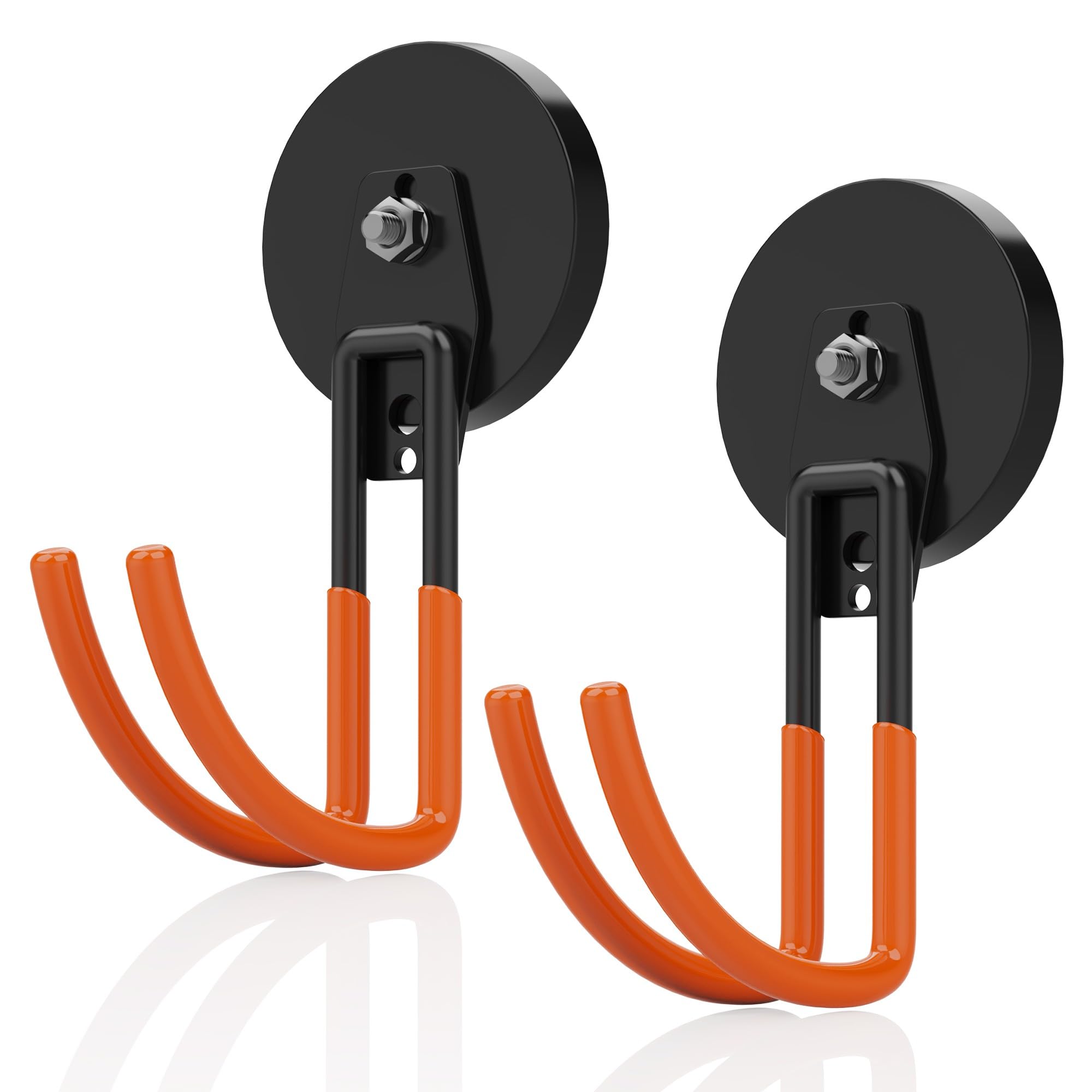 Ganchos magnéticos fuertes resistentes, 2 ganchos magnéticos de 3.5 pulgadas para colgar, ganchos magnéticos extra grandes con goma antideslizante, ganchos magnéticos grandes y fuertes para garaje