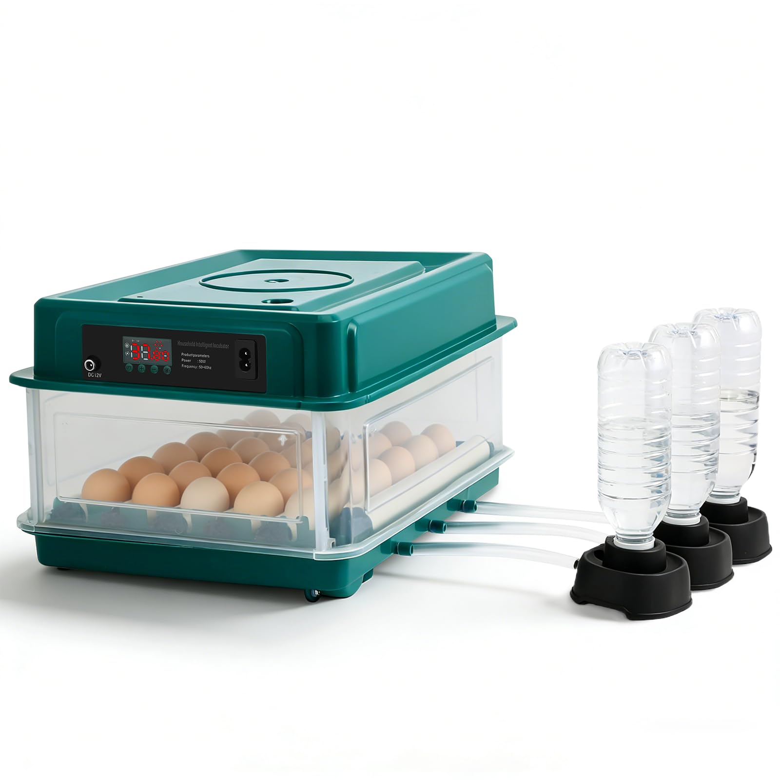 Incubatrice Automatica 24-30 Uova, girauova e Lampada LED. Girauova Ogni 2h, Temperatura Uniforme, 3 Zone d'Acqua, No rabbocco, LED per Controllo Uova, Galline, Anatre, quaglie, oche | Controllo della temperatura e dell'umidità, approvvigionamento automat