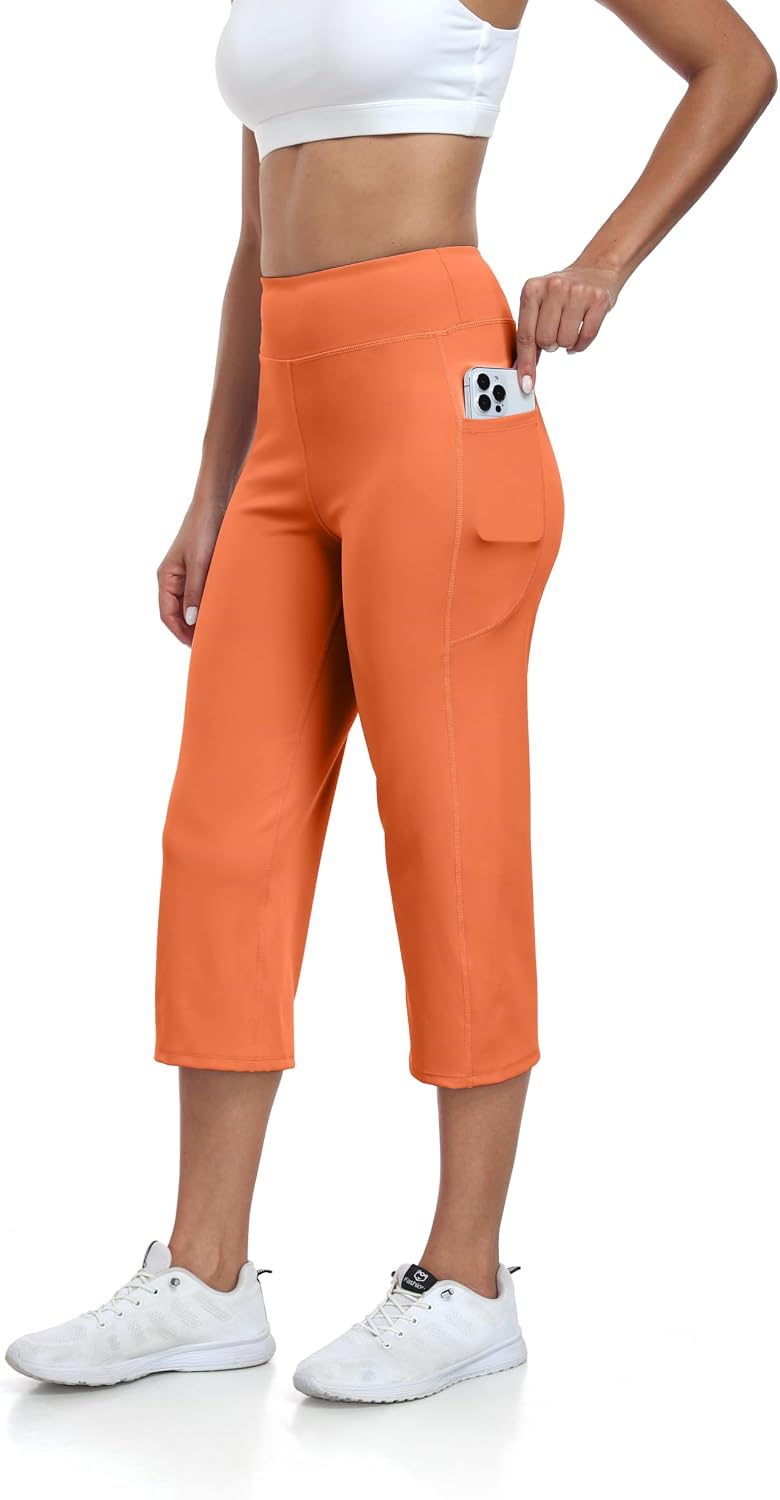 UURUN Capri Yoga Pant Women, Orange, S