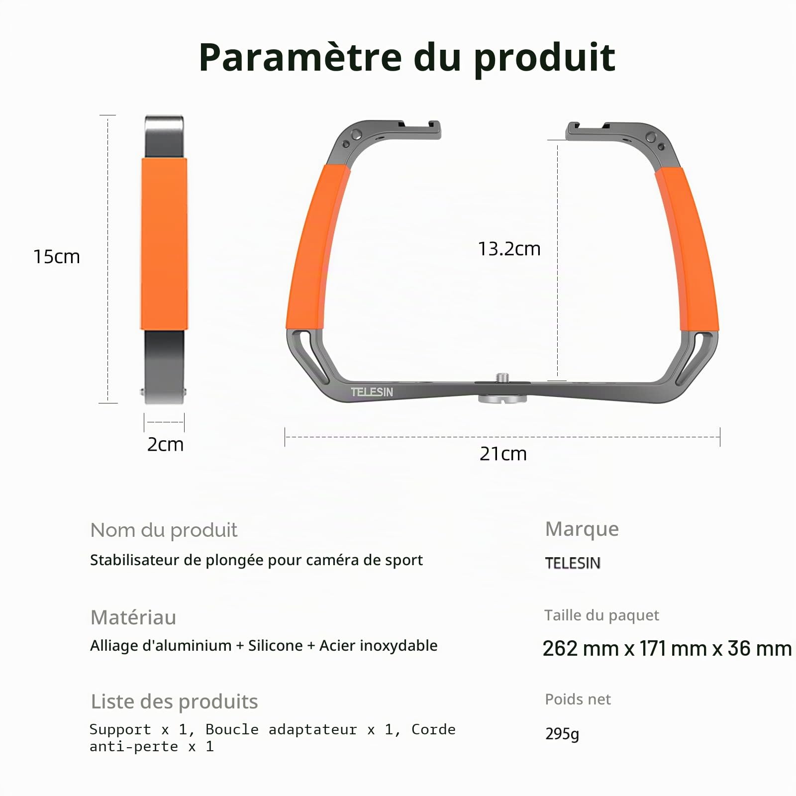 Support de Plateau à Double Bras en Alliage d'aluminium pour stabilisateur de Plate-Forme de plongée pour GoPro Hero 11 10 9 8 7 6 Insta360 One DJI Action 2 caméra