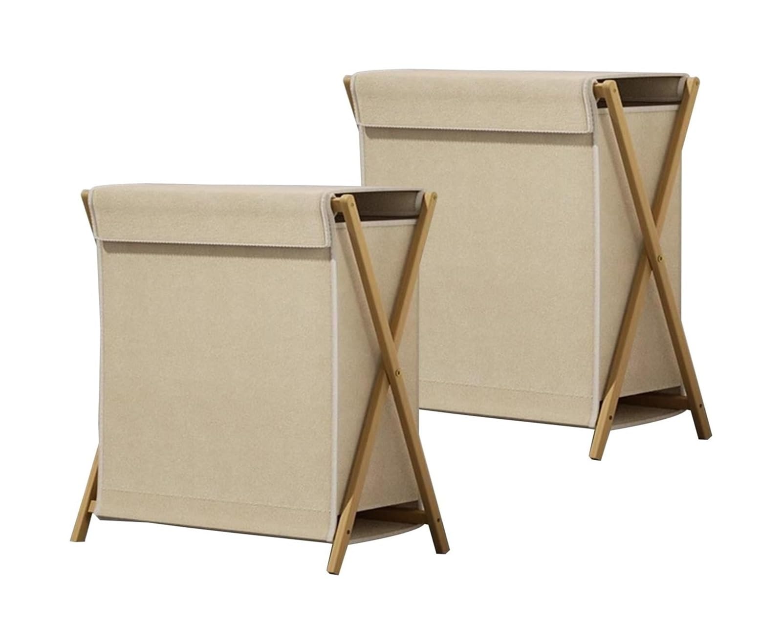 Folding dirty laundry basket, Foldable Laundry Basket With Lid Elevated Bottom X-Shape Beige S,L(L)