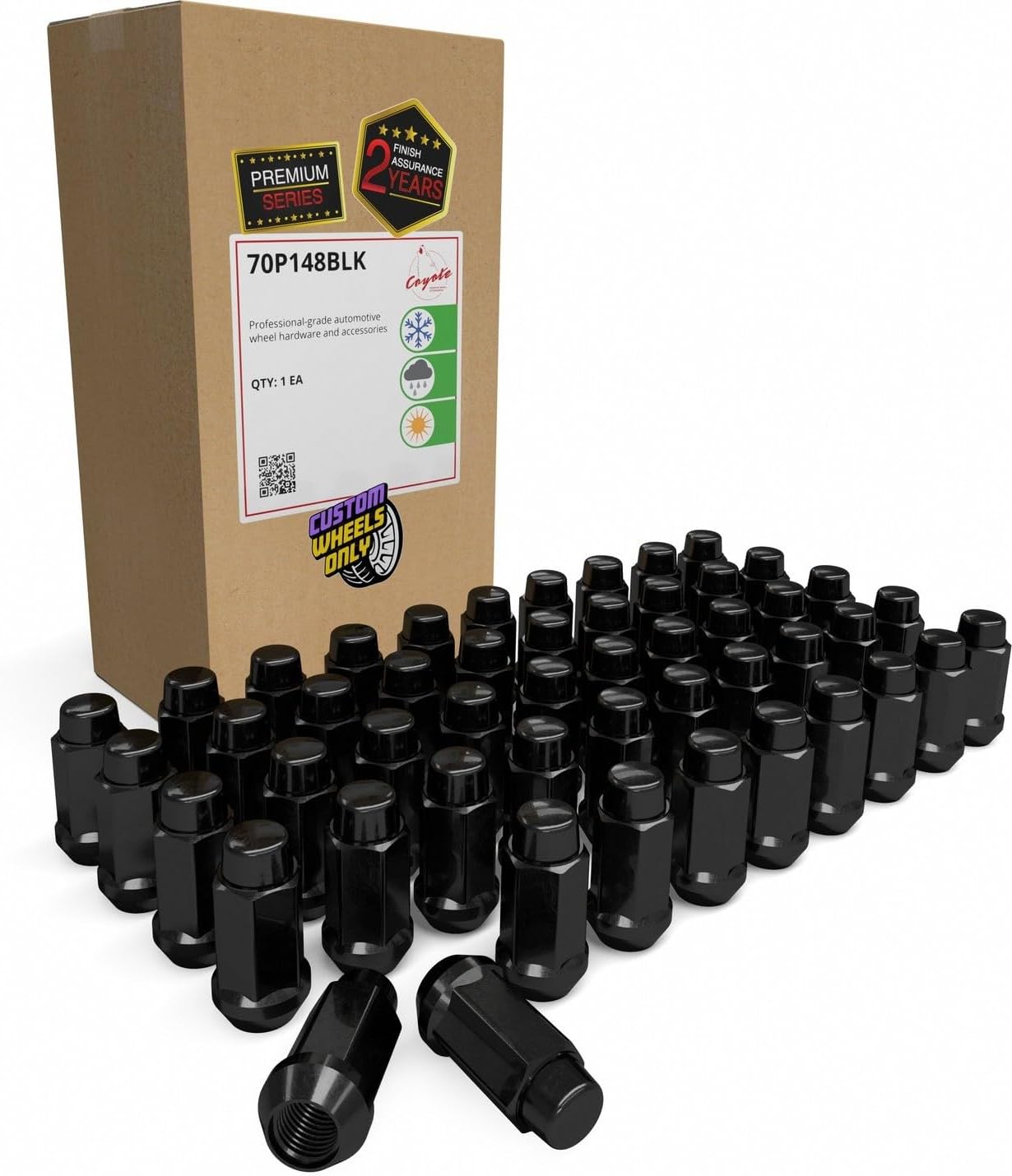 Wheel Accessories Parts Premium Spline Lug Nuts 2 Year Warranty M14x1.5 14x1.5 Thread 1.90" Long Black 3/4" 19mm Hex Fits Chevy Silverado ｜ Ford F Series ｜ GMC Sierra｜ RAM｜