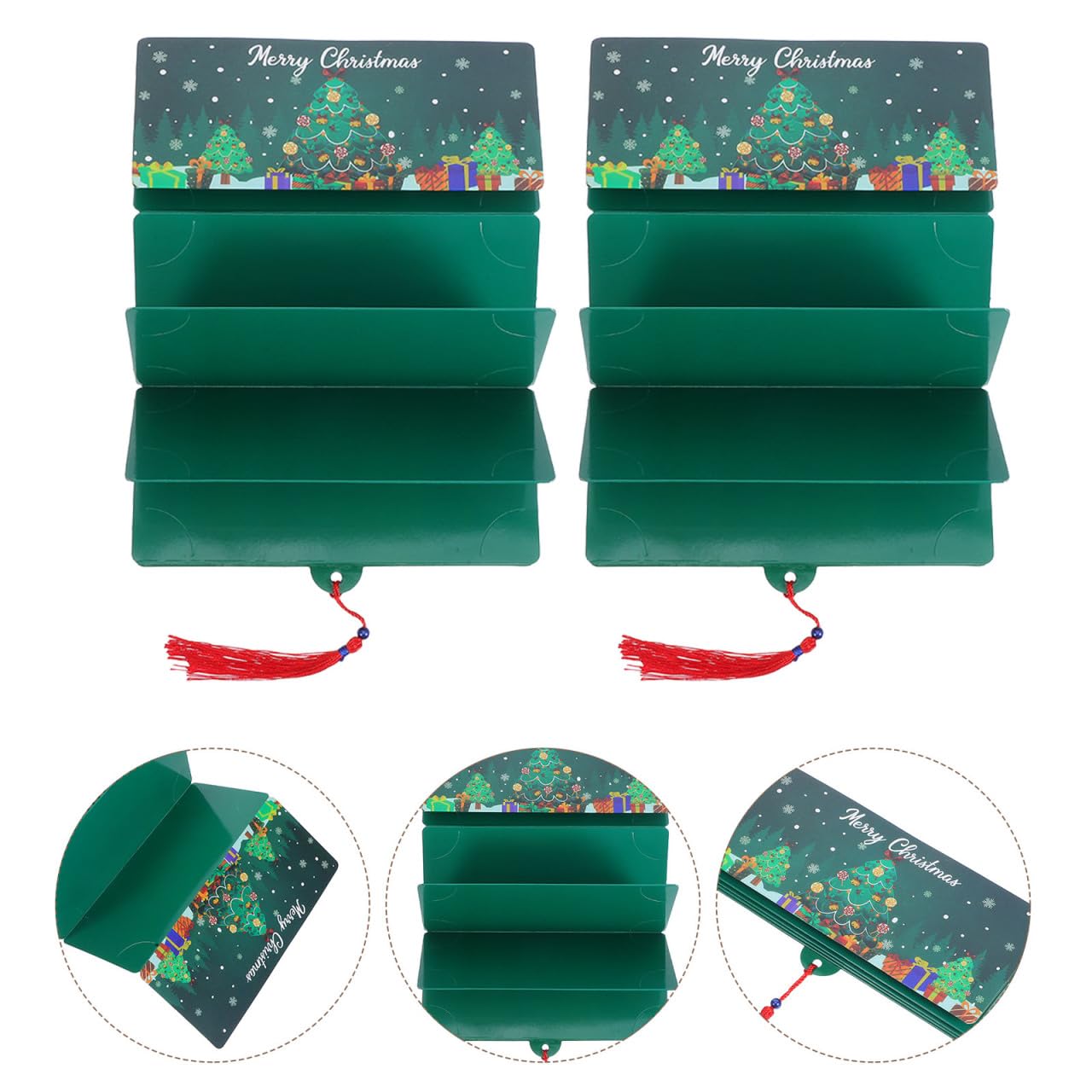 Angoily 12 Unidades De Regalos De Dinero De Navidad, Tarjeta 10 Compartimentos, Sobres De Dinero De Navidad Para Efectivo Para Familia, Fiestas Navideñas, Organizador De Efectivo Verde
