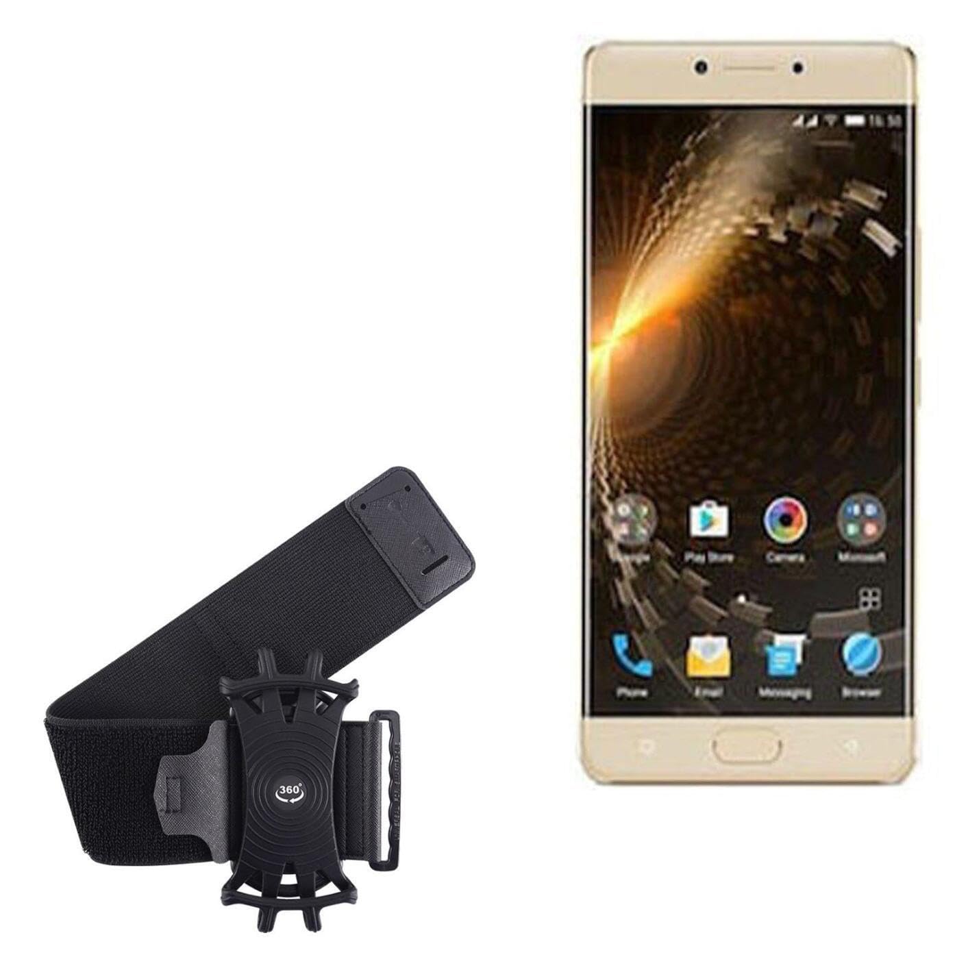 BoxWave Holster Compatible with QMobile M6 Lite - ActiveStretch Sport Armband, Adjustable Armband for Workout and Running - Jet Black