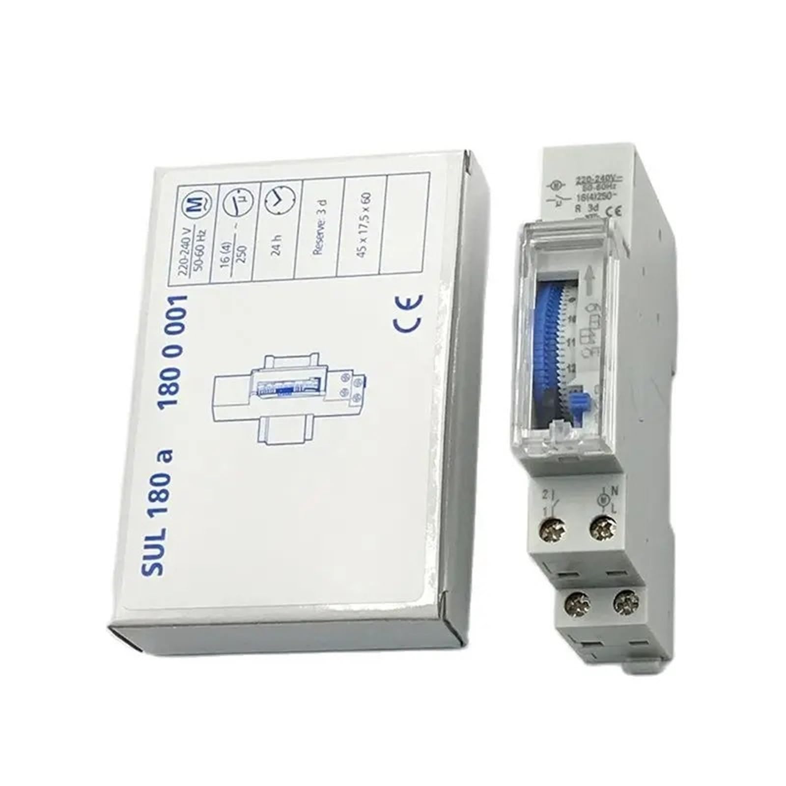 Temporizador SUL180A, 24 Horas, relé analógico, programable, eléctrico, 220 V, 16 A, batería, Carril DIN, mecánico