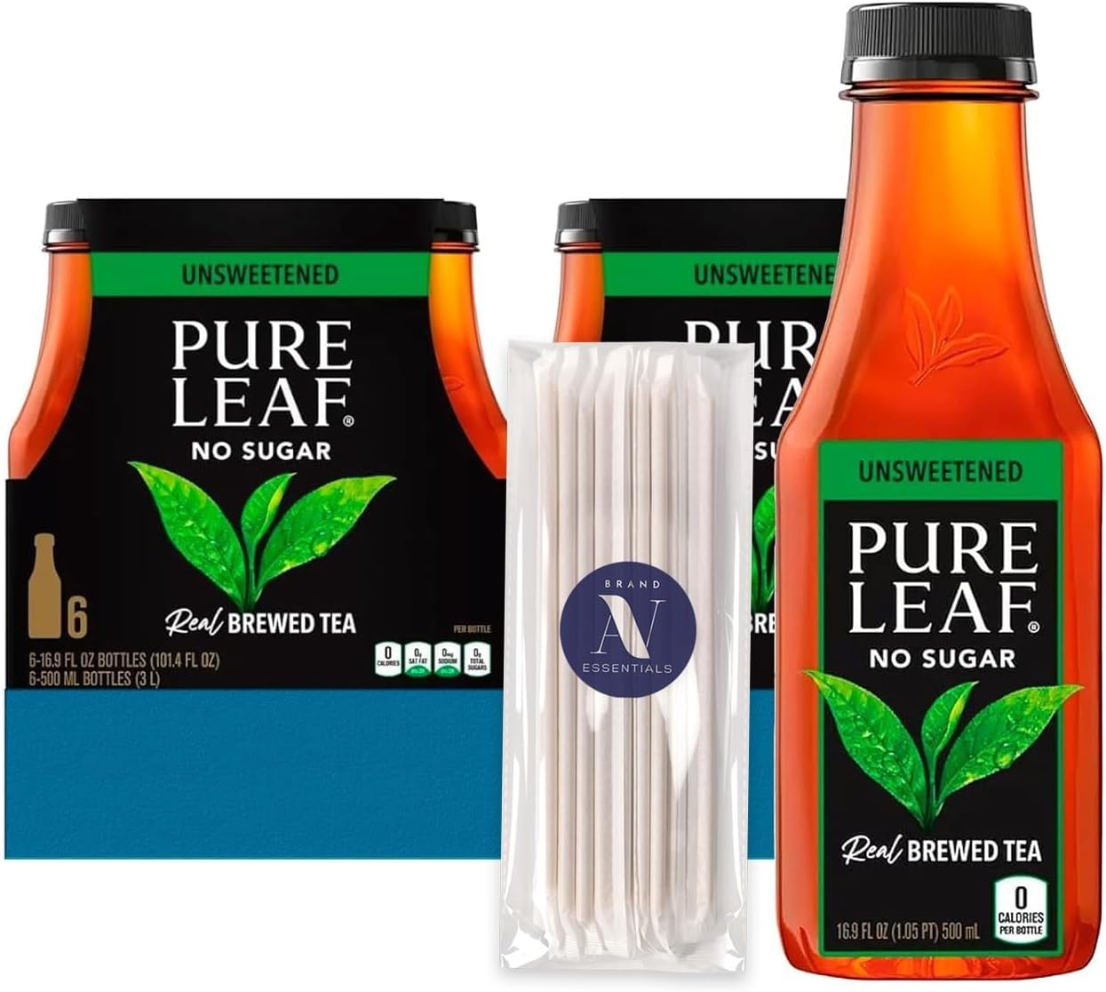 PureLeaf 12-Pack of Unsweetened Black Tea Real Brewed Tea 16.9 fl oz Plastic Bottle