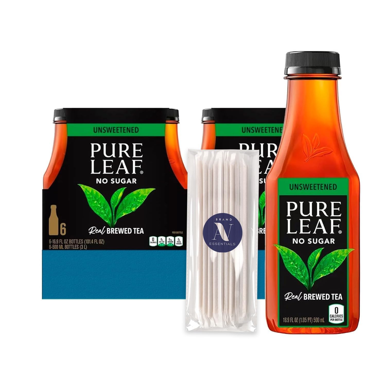 PureLeaf 12-Pack of Unsweetened Black Tea Real Brewed Tea 16.9 fl oz Plastic Bottle