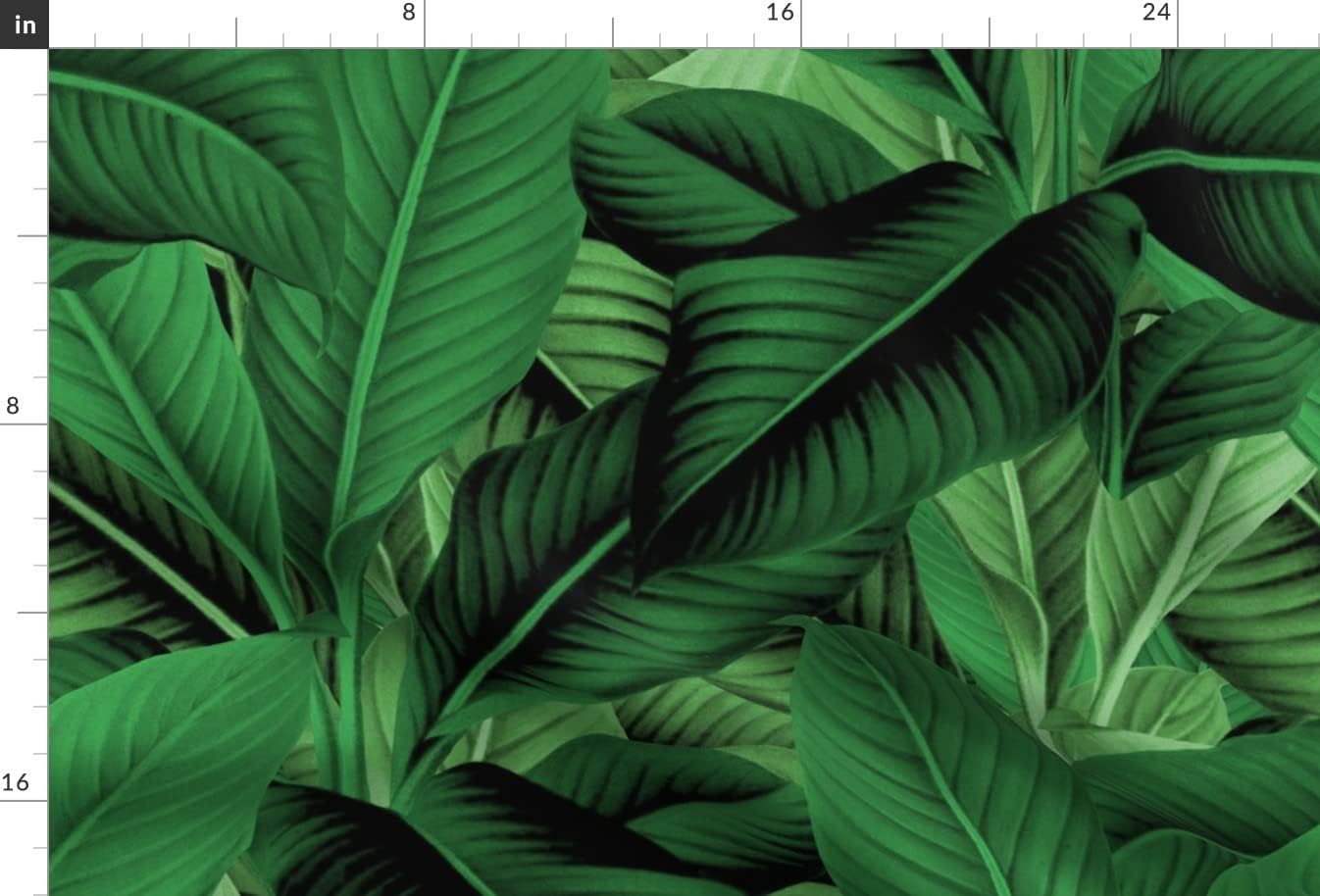 Spoonflower Fabric - Palm Jungle Green Island Botanical Leaves Tropical Classic Paradise Printed on Upholstery Velvet Fabric Fat Quarter - Upholstery Home Decor Bottomweight Apparel