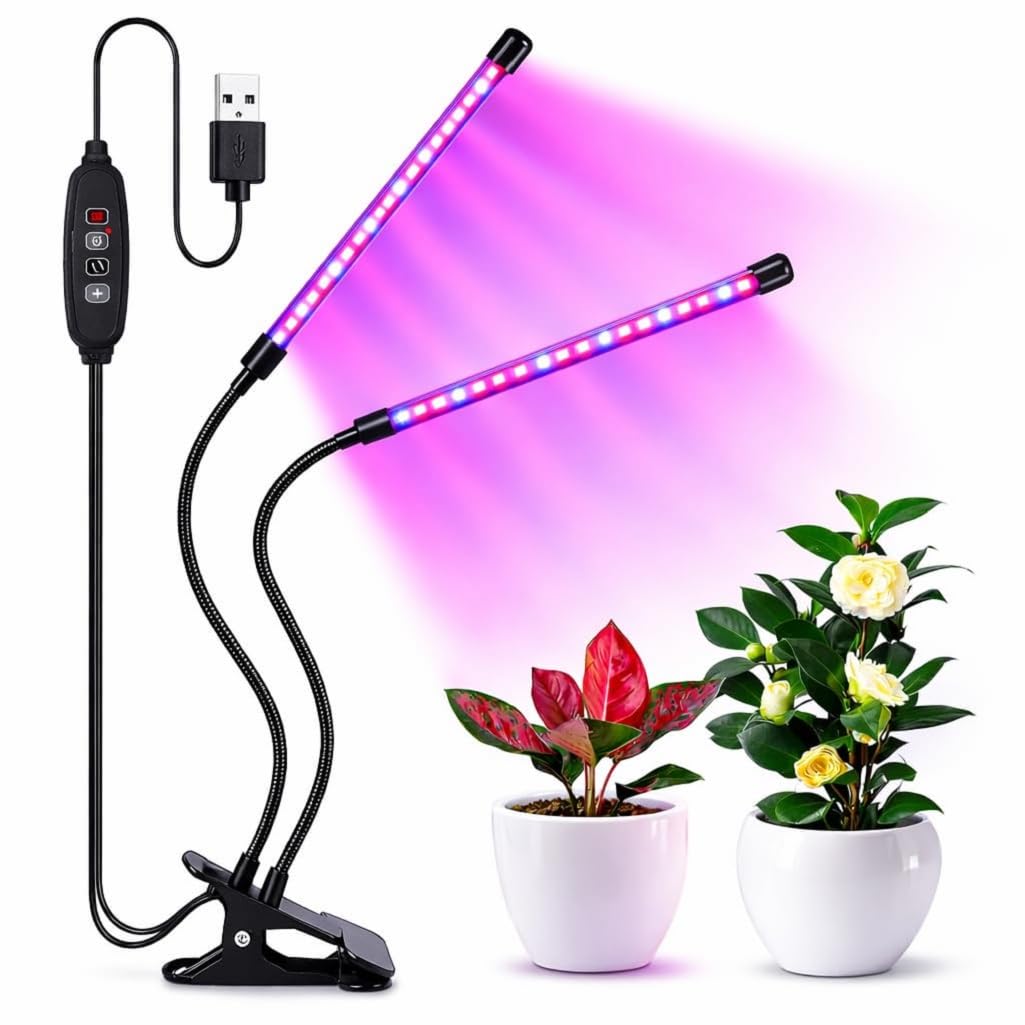 Blackt Electrotech 2 Head Full Spectrum Plant Growth Light - 11W 360° Flex-Neck with 3-Mode Lighting, 10-Level Dimming & 3/9/12 Hrs Auto On/Off Automatic Timer - USB Powered-image-44