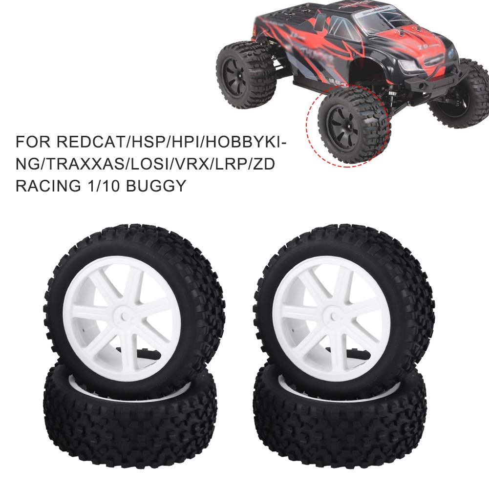 Alomejor Neumático de Goma para Coche RC 4 Uds., Piezas de Accesorios para neumáticos de Ruedas para Camiones RC, Piezas de Accesorios para Camiones Todoterreno 1:10