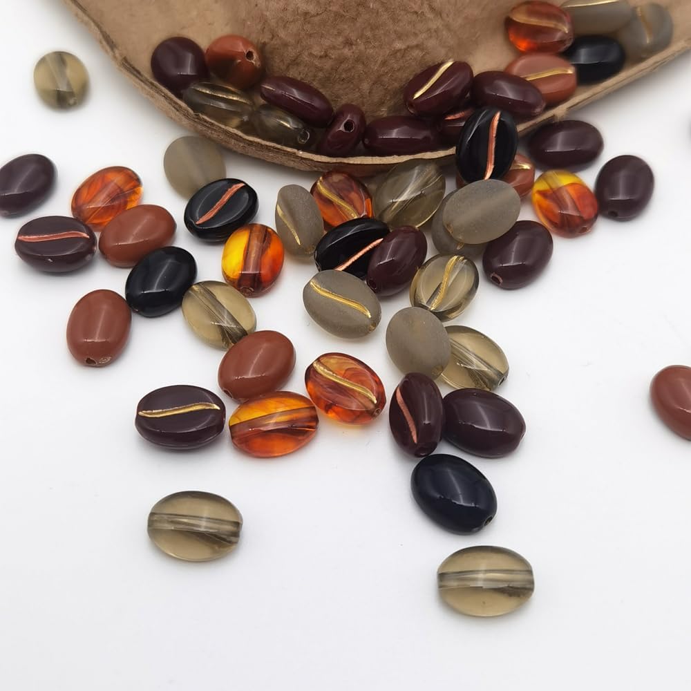 INSPIRELLE 200pcs Acrylic Coffee Bean Beads for Jewelry Bracelet Necklace Making 8x10.5mm - Image 3