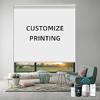 Vista 29 de TIPIACE Persianas de impresión motorizada recargables con control remoto, persiana enrollable de tela opaca completa compatible con Alexa Google