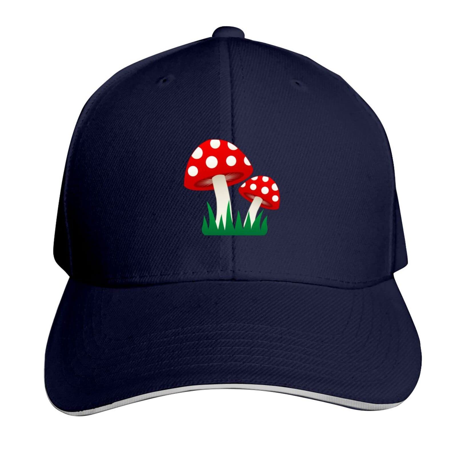 Hdadwy Unisex Red Mushroom Navy Red Mushroom Baseball Cap Adjustable Sport Sandwich Cap Trucker Hats Classic Hip Hop Peaked Hat For Men Women