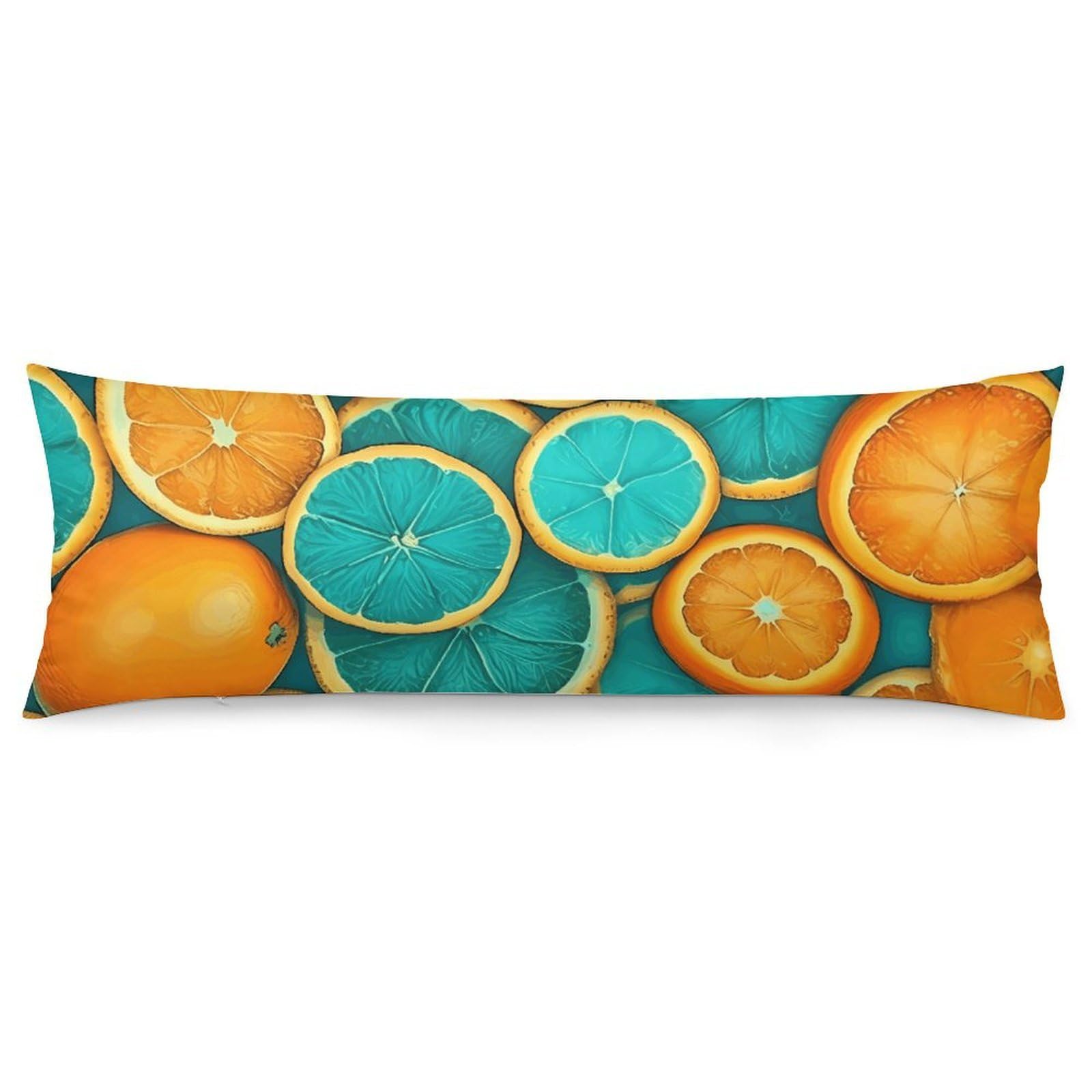 NONHAI 2 Pack Pillow Cases for Hair and Skin, Soft Breathable Pillow Case Covers with Hidden Zipper, Specially Colored Orange Slices Pillowcase 20"x54" Pillow Covers for Sleeping Gift