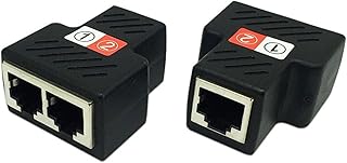 SinLoon (A-Pair)  RJ45 Splitter Adapter, Ethernet Cable Splitter, RJ45 Network Extension Connector Ethernet Cable Sharing Kit for Router TV Box Camera PC Lapop (Black)