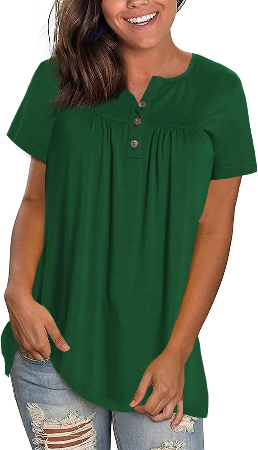 Xpenyo Women Henley Shirts V Neck Blouse Button Up Tunic Casual Tops