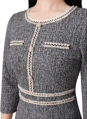 Image of VFSHOW Womens Button Crew Neck Wear to Work Office Business Casual Church Party Slimming Fitted Bodycon Pencil Sheath Dress