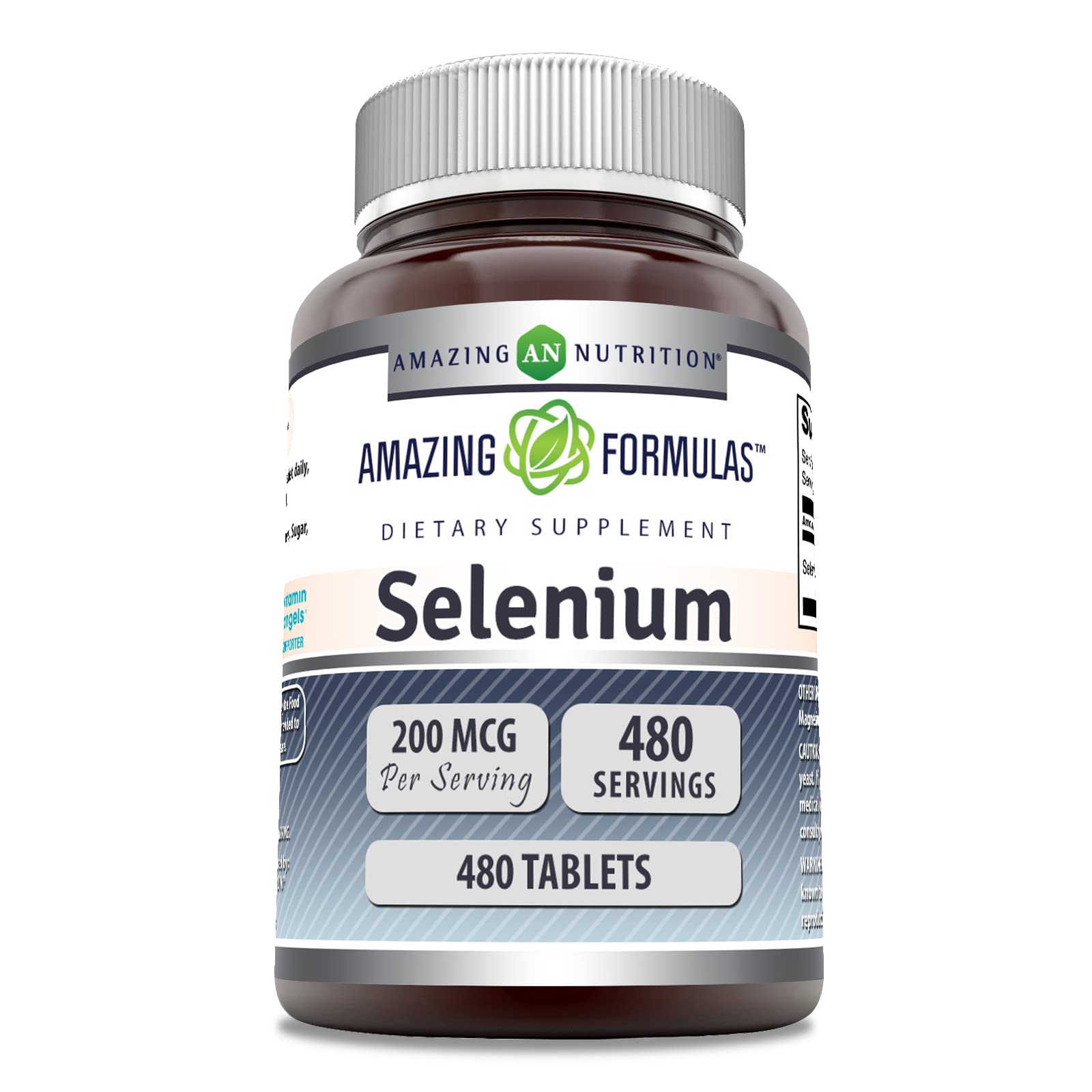 Amazing Formulas Selenium | 200 Mcg Per Servings | Tablets Supplement | Non-GMO | Gluten-Free | Made in USA (1 Pack | 480 Tablets)