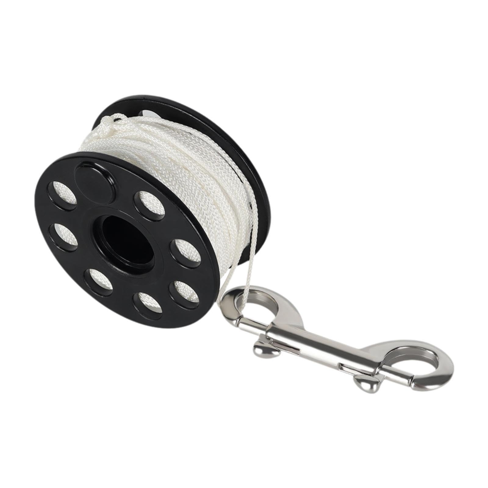 Mulinello da Immersione, Mulinello da Sub, Mulinello a Dito, Mulinello a Mano con Filo di Nylon Intrecciato, Doppio Moschettone, Antiscivolo, per Imme, Nero