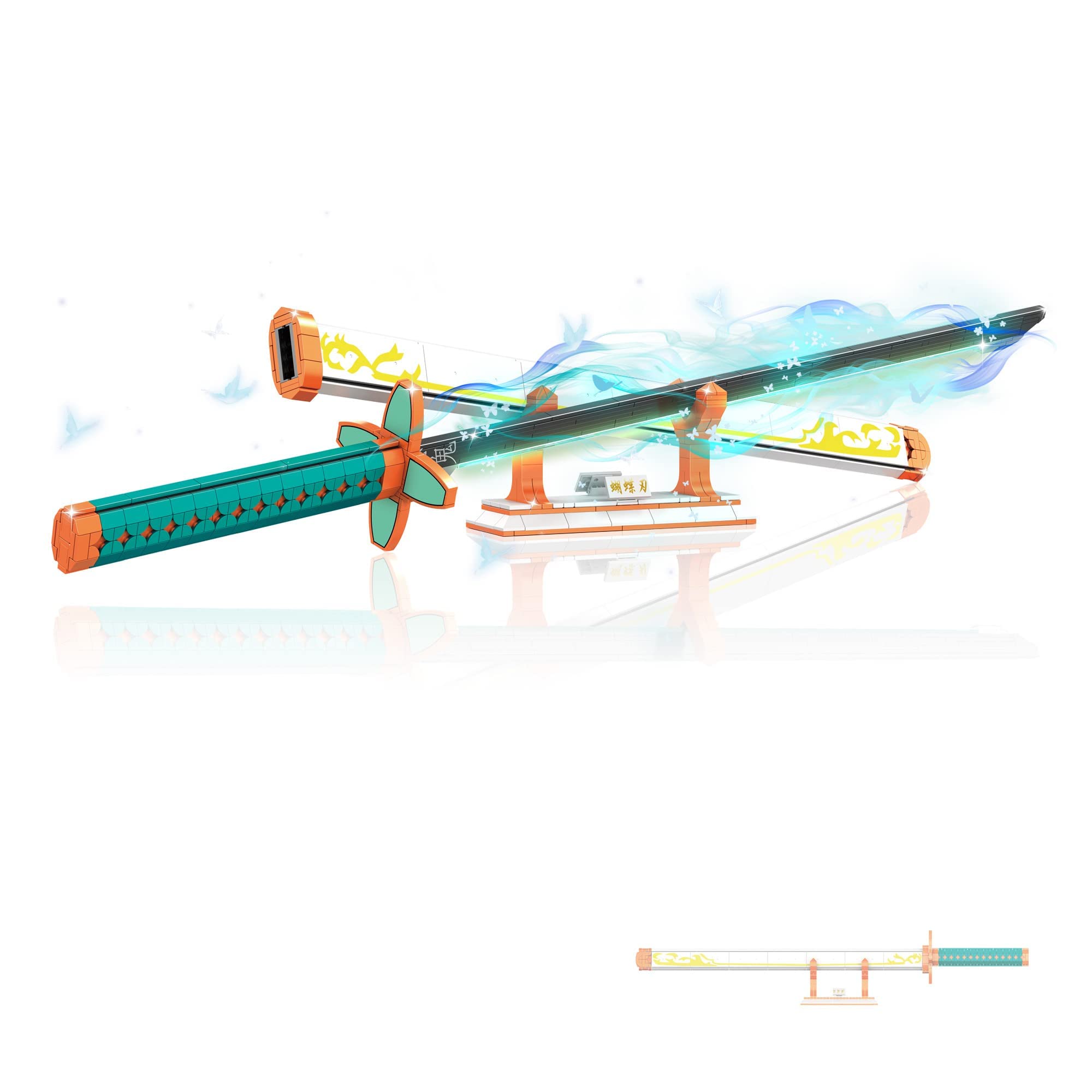 BSSW DK1512 Anime Sword Building Block Model, 782 PCS, 38.43 Inches, Samurai Sword Set with Scabbard and Stand, Cosplay Katana Sword for Adults
