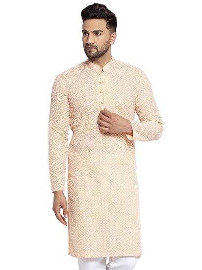 Men's Embroidered Pure Cotton Kurta.