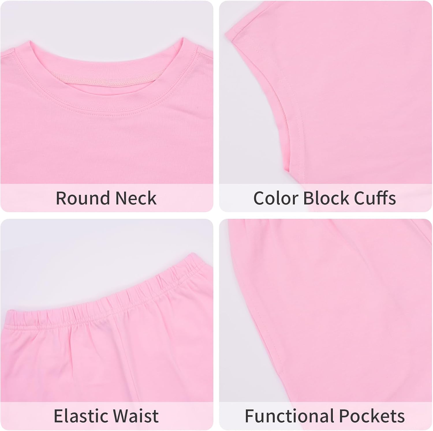 Girls Summer Outfits 2 Piece Kids Athletic Sets Teen Cute Cap Sleeve sets 5-14 Years