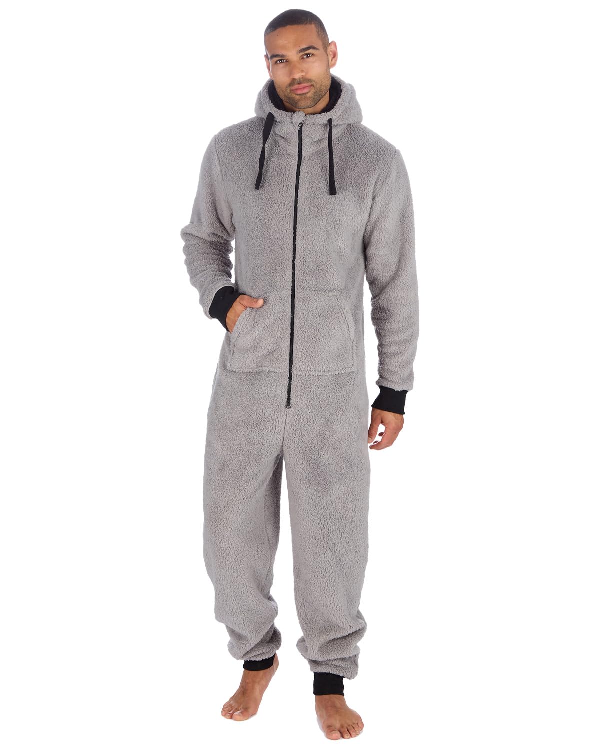Slumber Hut Mens Snuggle Fleece Onesie 31B2186 Grey L-XL