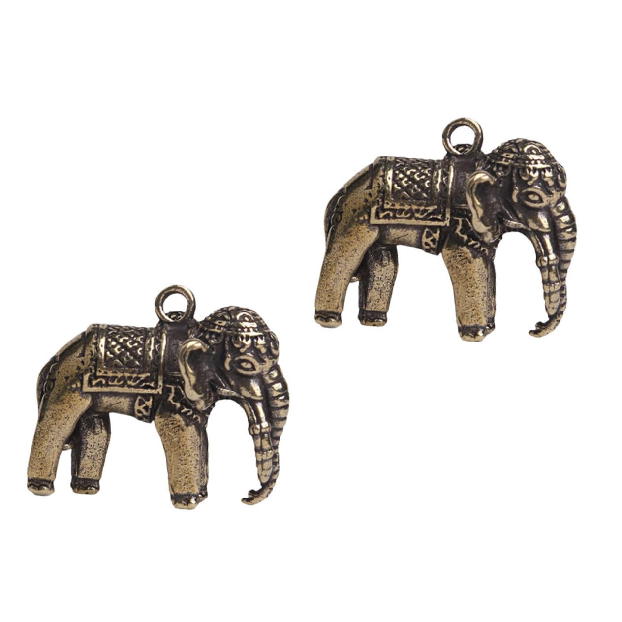VILLCASE2pcs Elephant Small Copperware Antique Jewelry Pendants Elephant Figurines Keychain Figure Retro Bead Charm Mini Elephant Figurines Metal Brass Craft Supplies