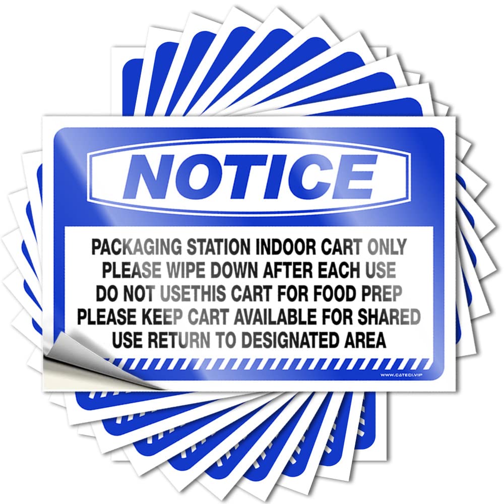 Bumper Outdoor Porch Decor Waterproof Vinyl Sticker | Notice Packaging Station Indoor Cart Only Please Golden Soft Area for Scooter DIY Projects(8X12CM)