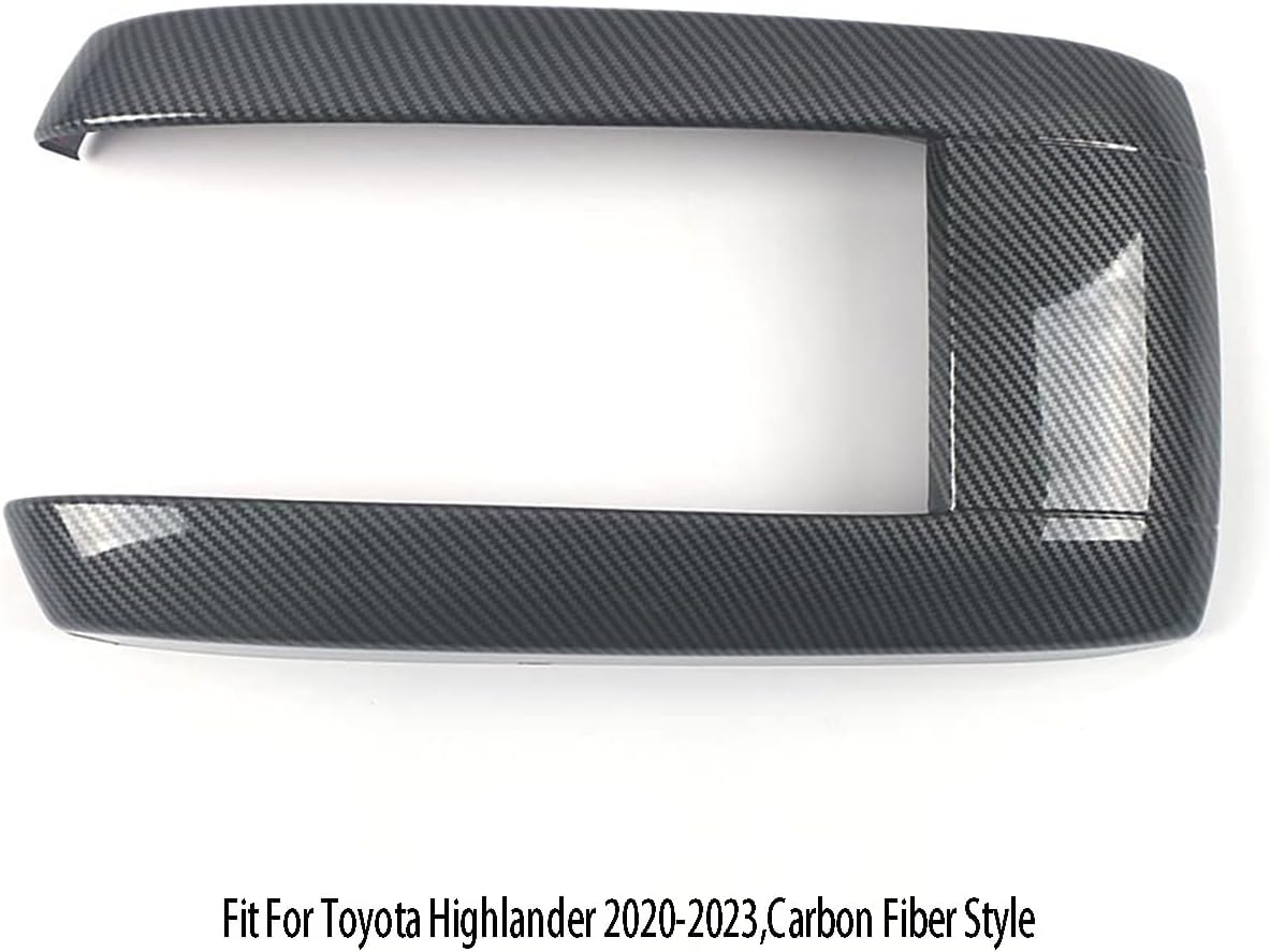 Car Accessories Fit for Toyota Highlander L LE XLE XSE Bronze Edition Limited Platinum Hybrid 2020-2025 Center Console Armrest Storage Box Cover Trim (Carbon Fiber Style) ABS 1 PCS
