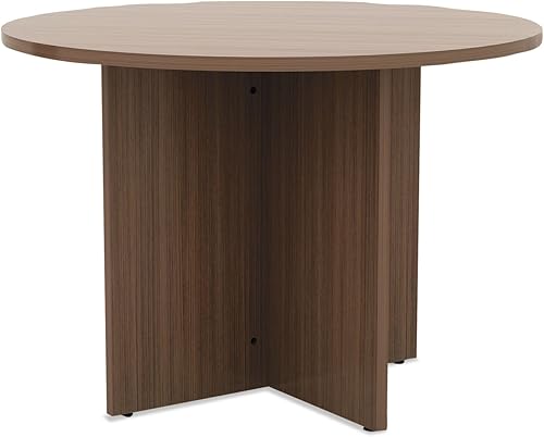 Alera ALE Valencia - Mesa redonda de conferencias con patas, 29 1/2 h x 42 dia., nogal moderno