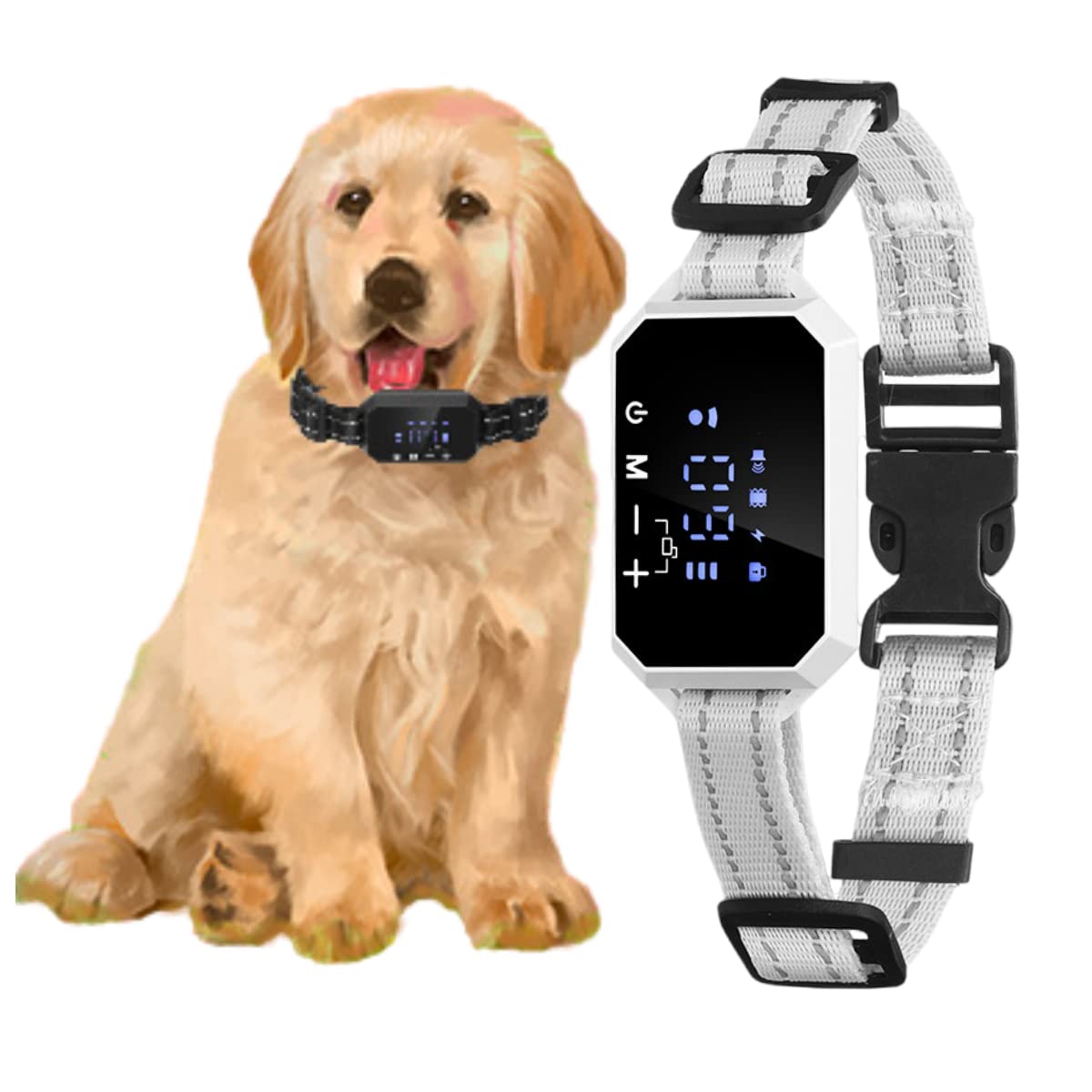 Dog Bark Collar,Rechargeable Smart Barking Collar with Remote 3280FT, Anti Barking Training Collar with Sensitivity Beep Vibration Shock, Bark Shock Collar for Large Medium Small Dogs (White)