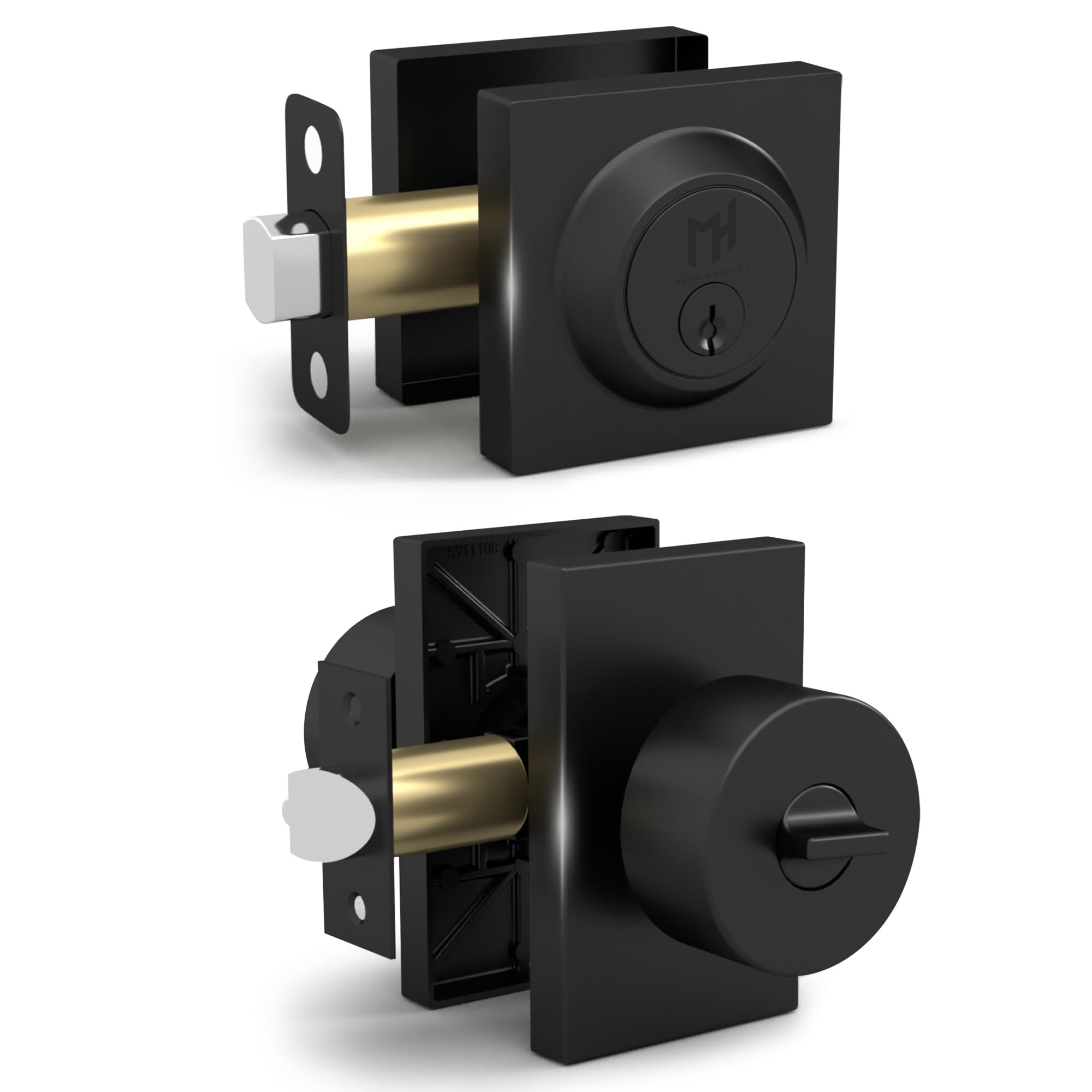 Gold Privacy Door Knobs with Lock - Mega Handles -32