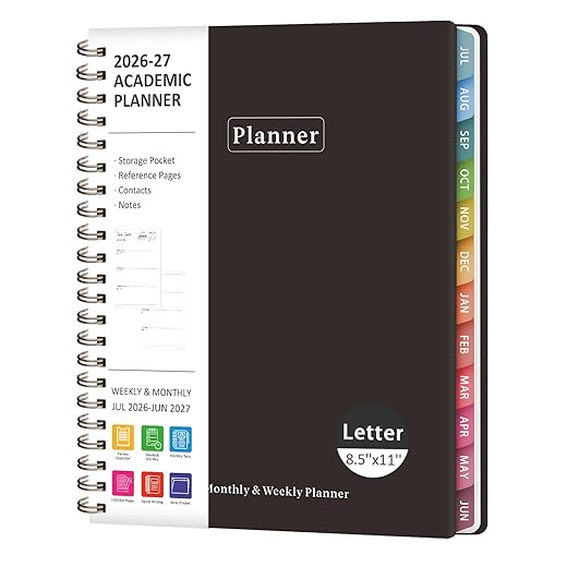 Planner 2026-2027, Academic Weekly and Monthly Calendar Planner, July 2026 - June 2027, Hardcover Spiral Agenda Book, School Supplies for Teacher Student - Letter Size(8.5" x 11")