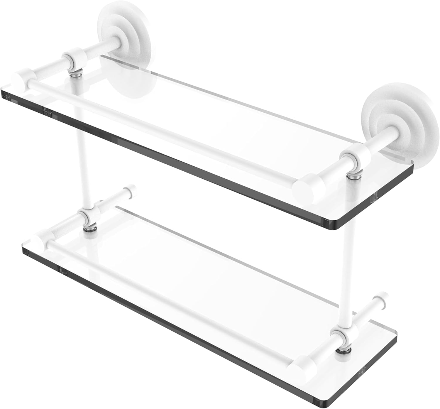 Allied Brass QN-2/22-GAL-PB Qn 2 Gal Que New Inch Double Gallery Rail Glass Shelf, 22 Inch, Polished Brass