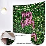 Mocsicka 7x5ft Green Leaves Happy Birthday Backdrop Greenery Pink Birthday Party Decorations for Women 30th 40th 50th Adult Background Photo Booth Props (Pink, 7x5ft (82x60 inch)) - Image 3