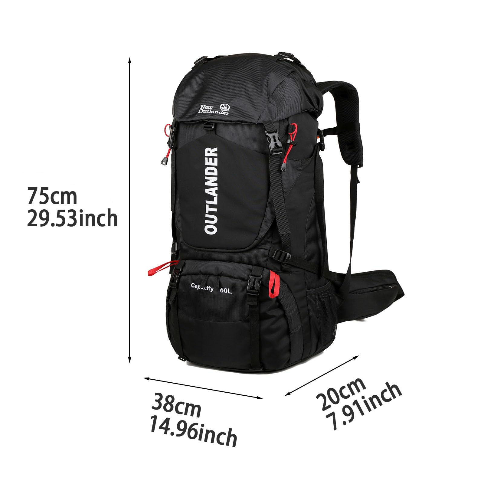 60 l Wanderrucksack mit Regenschutz, großer Reiserucksack, Bergsteiger-Rucksack für Männer und Frauen, Outdoor-Sportarten.
